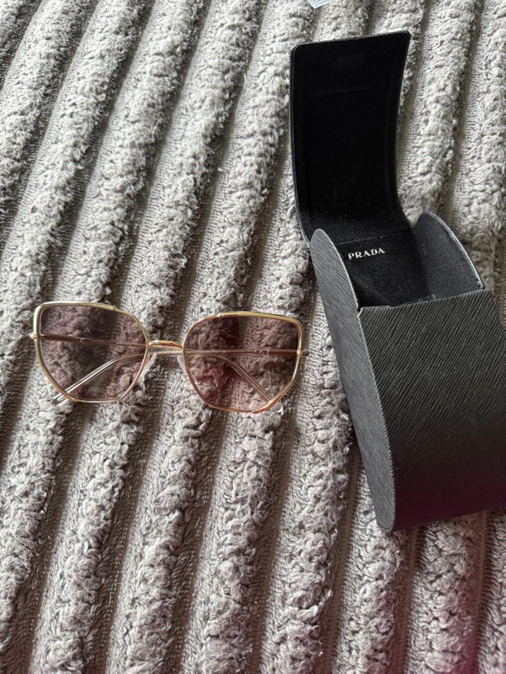 Prada Gold Frame Sunglasses with Tinted Lenses